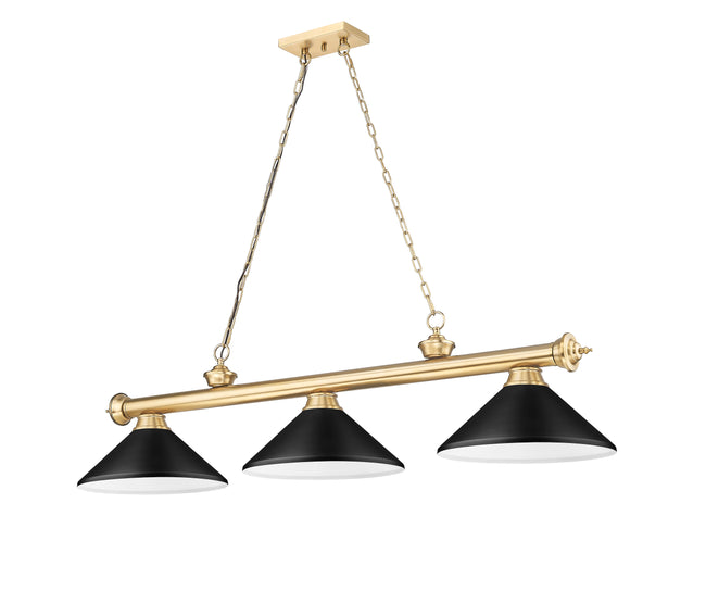 2306-3HBR-MMB - Cordon 3 Light 58" Billiard - Heritage Brass