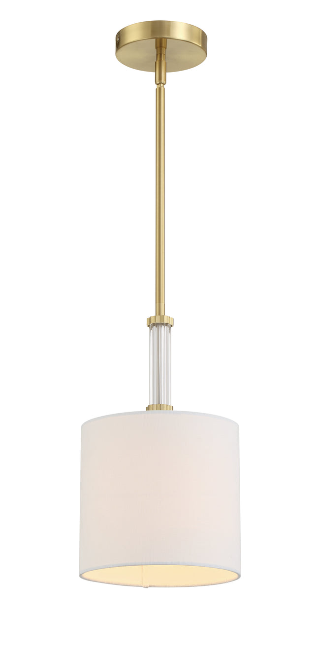 58291-SB - Fortuna 1 Light 8" Wide Mini Pendant - Satin Brass