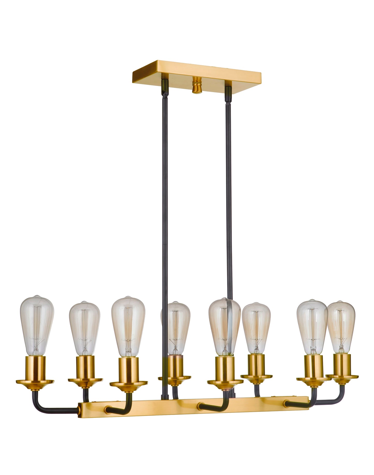 50378-FBSB - Randolph 8 Light 11.5" Wide Island Light - Flat Black / Satin Brass