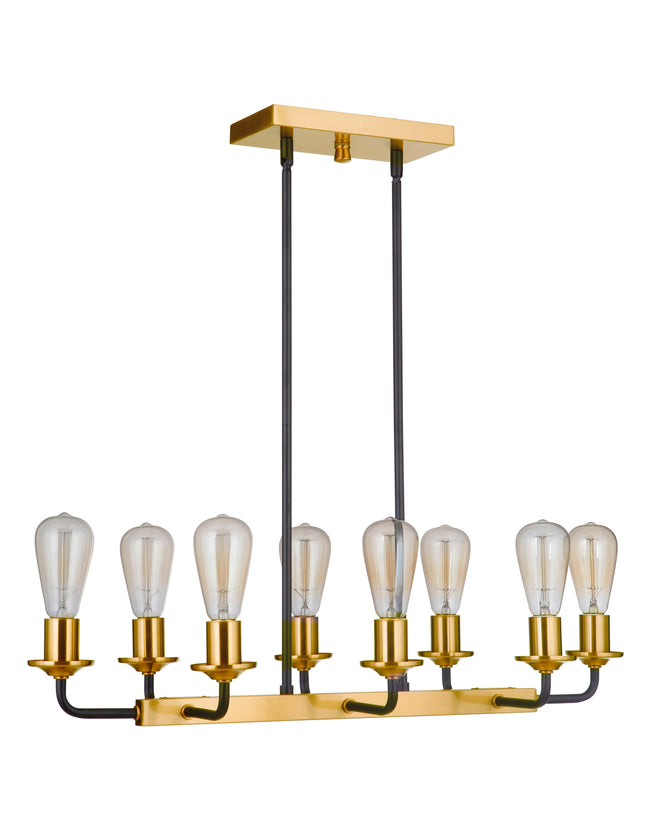 50378-FBSB - Randolph 8 Light 11.5" Wide Island Light - Flat Black / Satin Brass