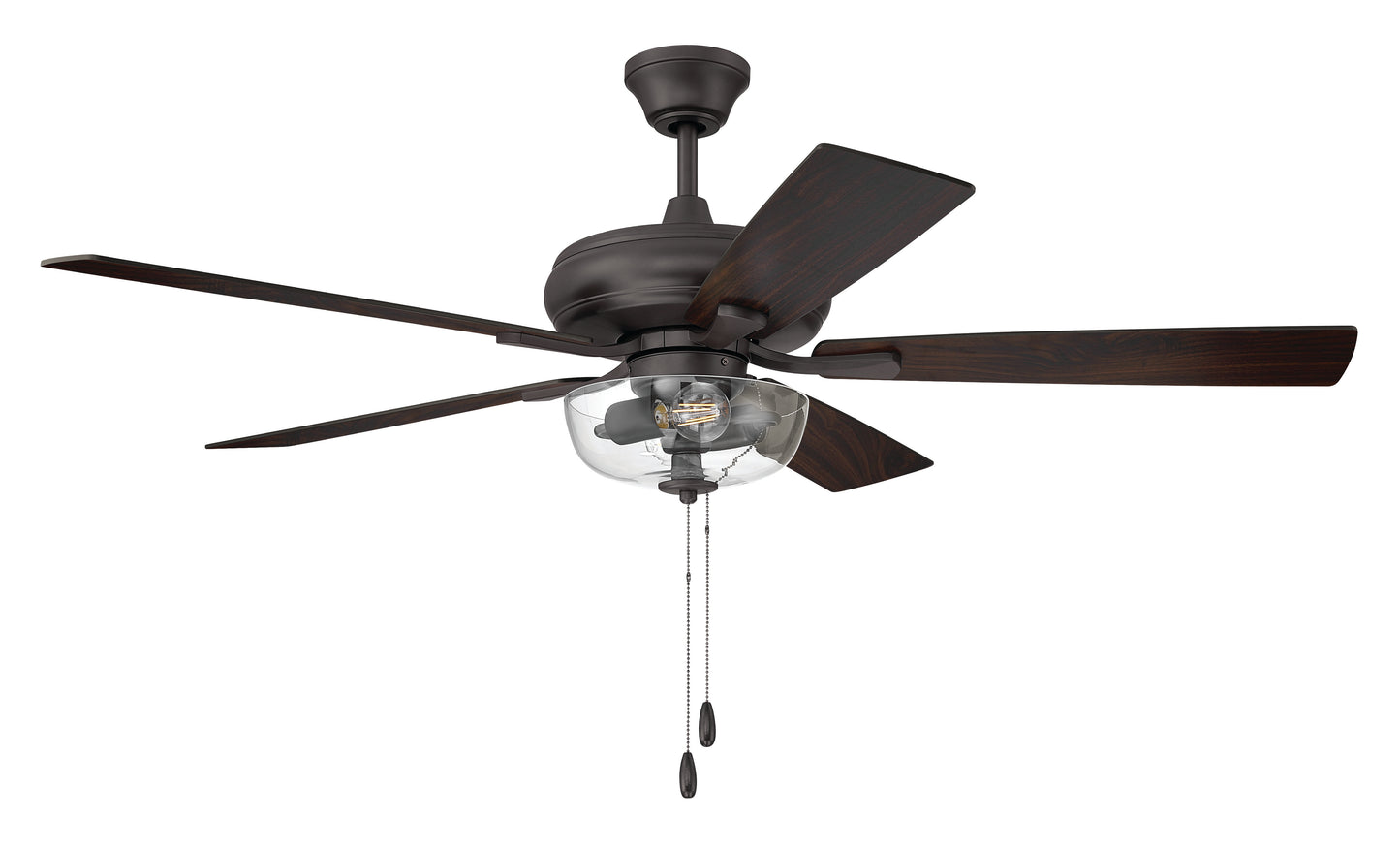 ECF201CBZ5-CBZWLN - EOS 2 Light Clear Bowl 52" Ceiling Fan 52" 5 Blade Ceiling Fan with Light Kit - Classic Bronze