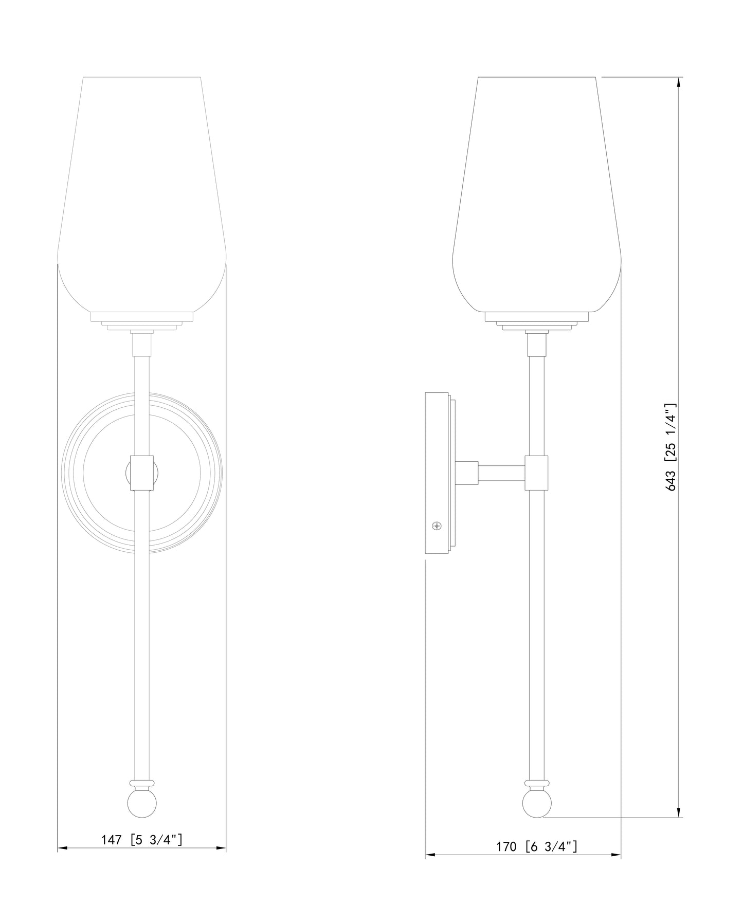2012-1S-MGLD - Dominique 1 Light Wall 25" Sconce - Modern Gold