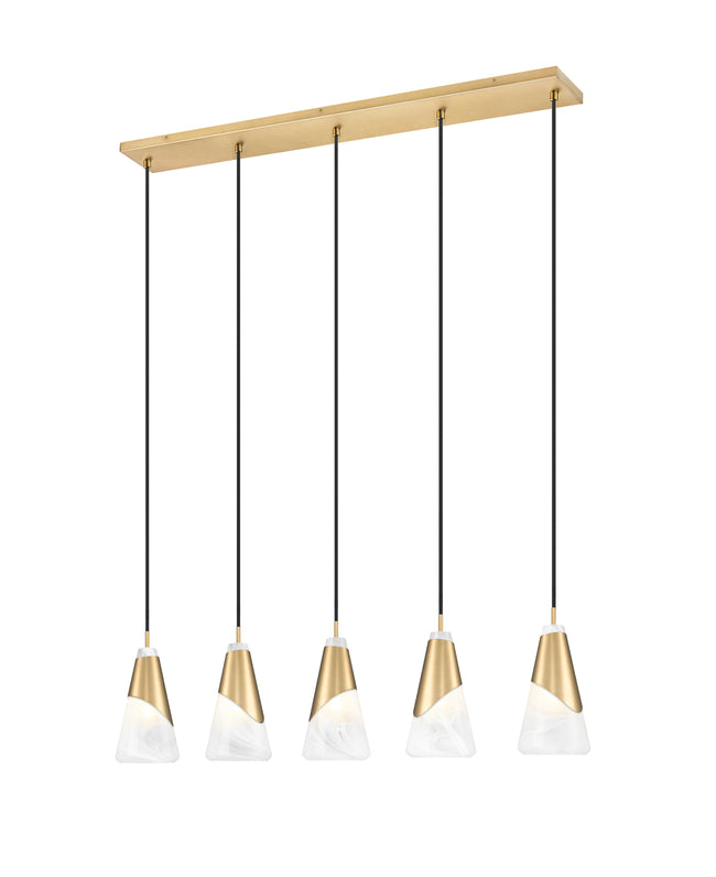 828P6-5L-MGLD - Aimie 5 Light Linear 42" Chandelier - Modern Gold