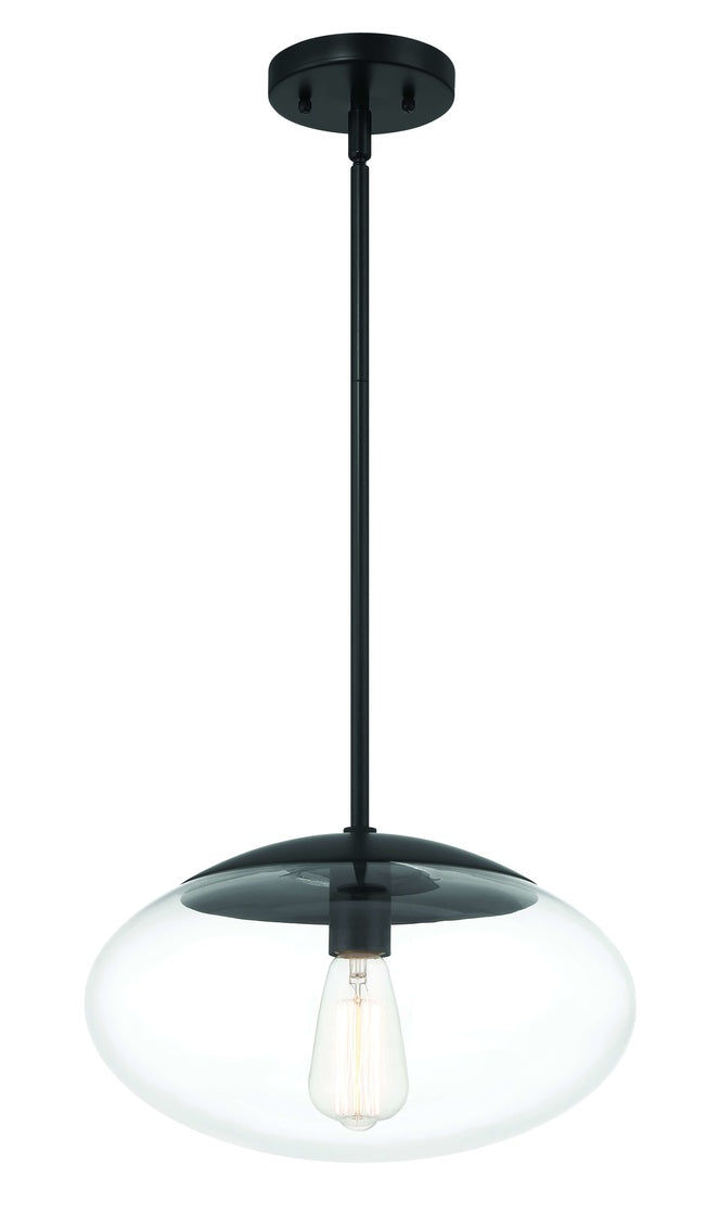 56894-FB - Gaze 1 Light 14" Wide Pendant - Flat Black