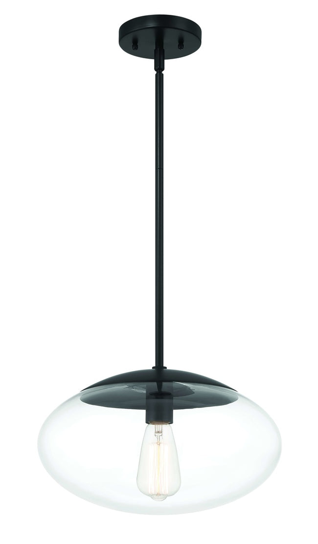 56894-FB - Gaze 1 Light 14" Wide Pendant - Flat Black