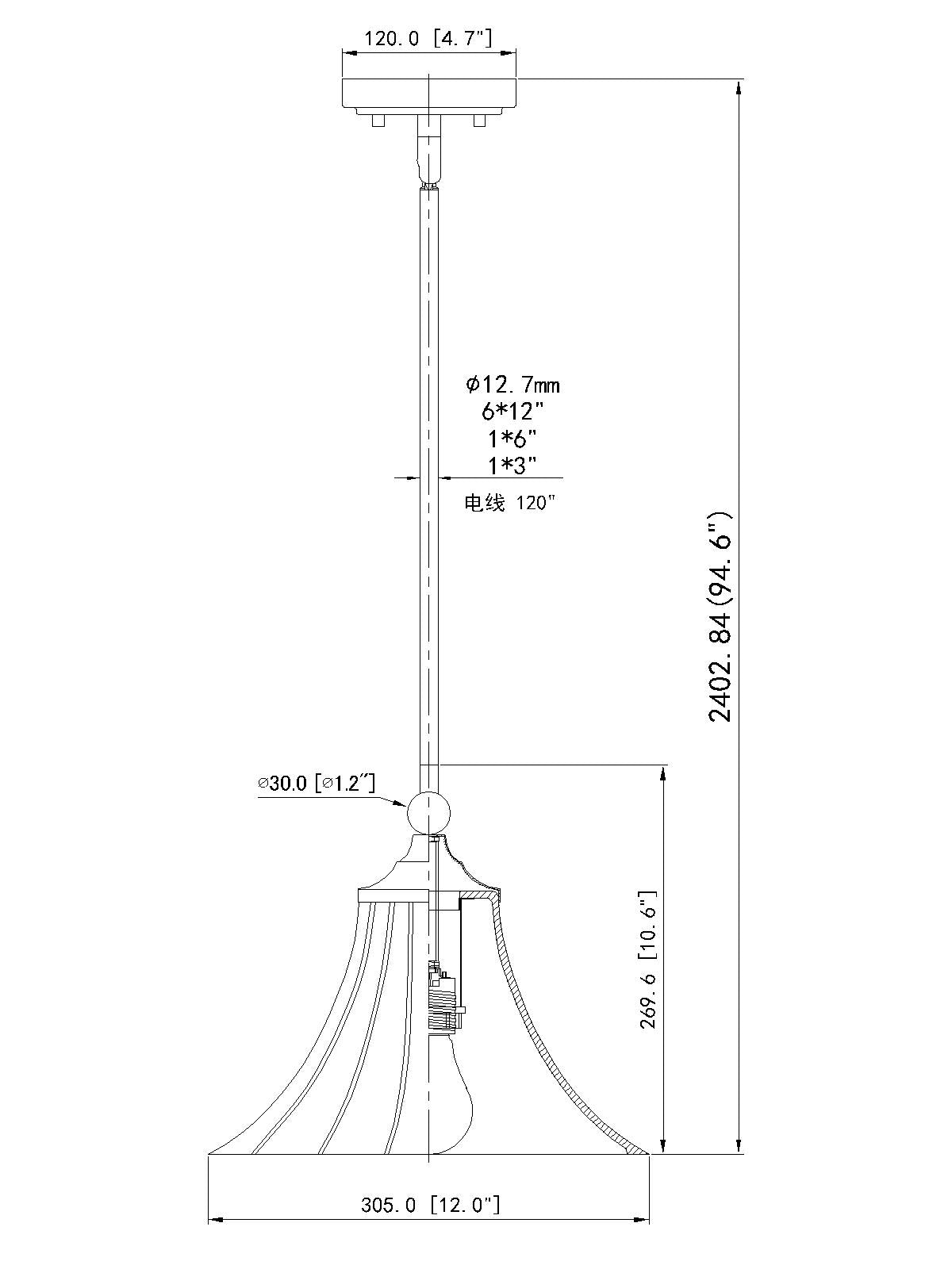 1958P12-BN - Fleur 1 Light 12" Pendant - Brushed Nickel