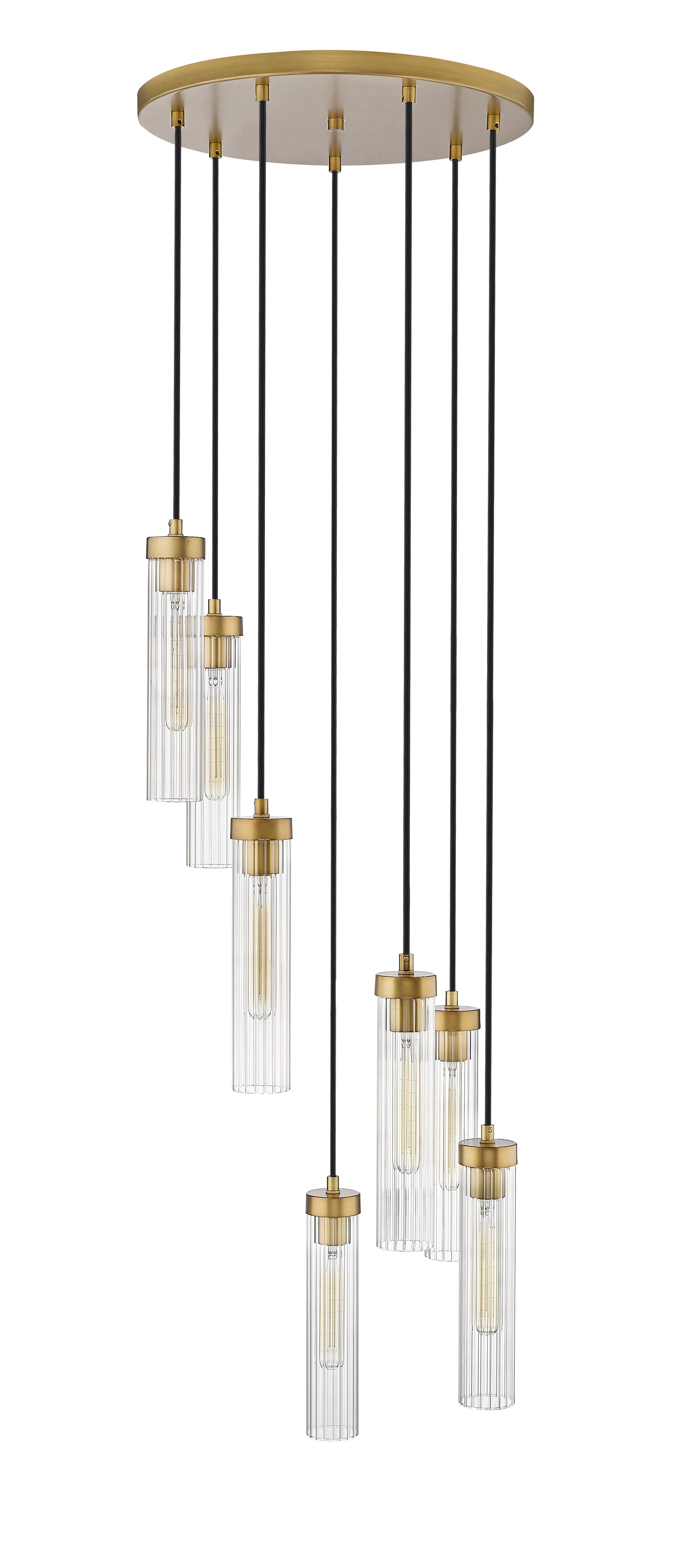 740P-7R-RB - Beau 7 Light 18" Chandelier - Rubbed Brass