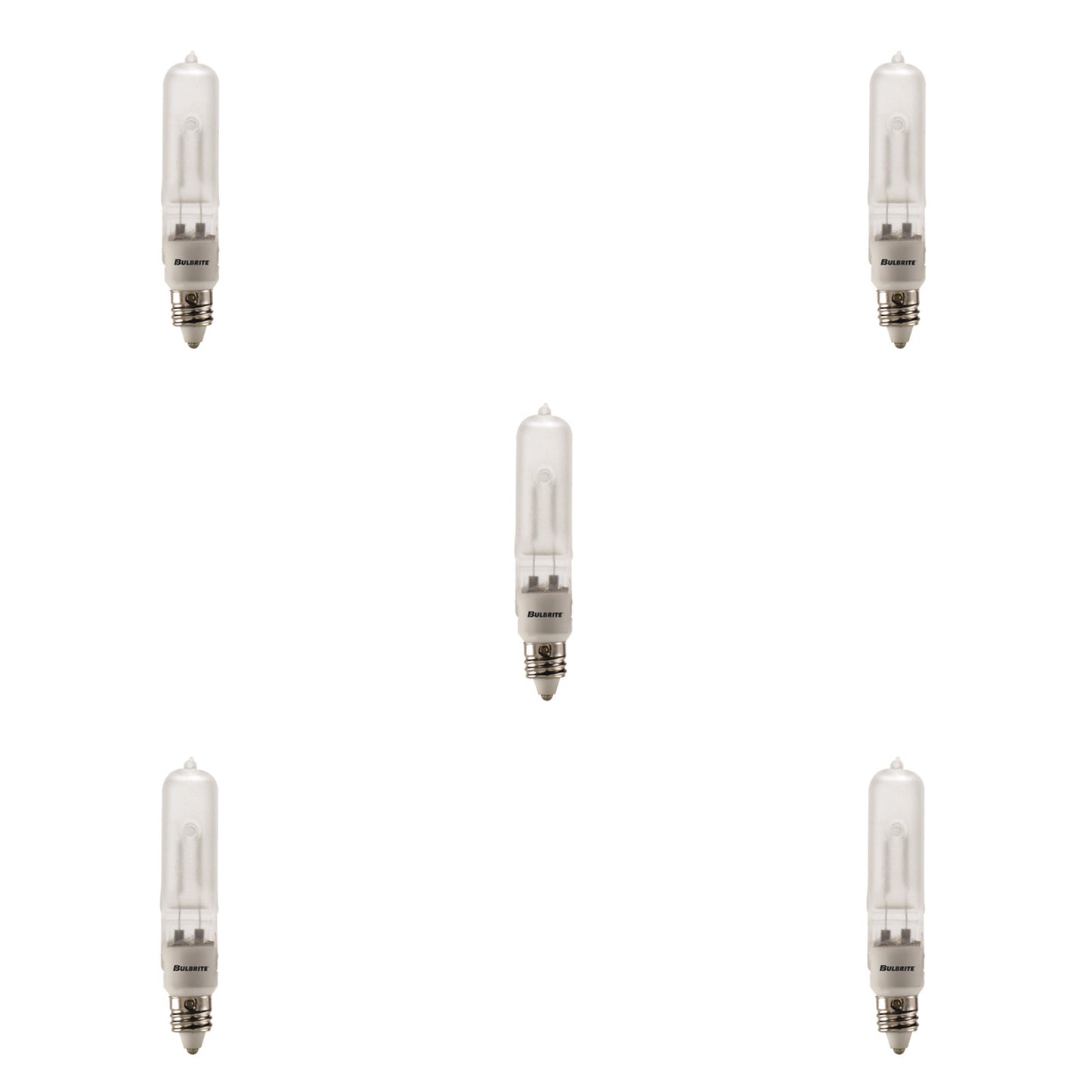 610252 - Dimmable Frost T4 Halogen Mini Candelabra Light Bulb - 250 Watt - 2900K - 5 Pack