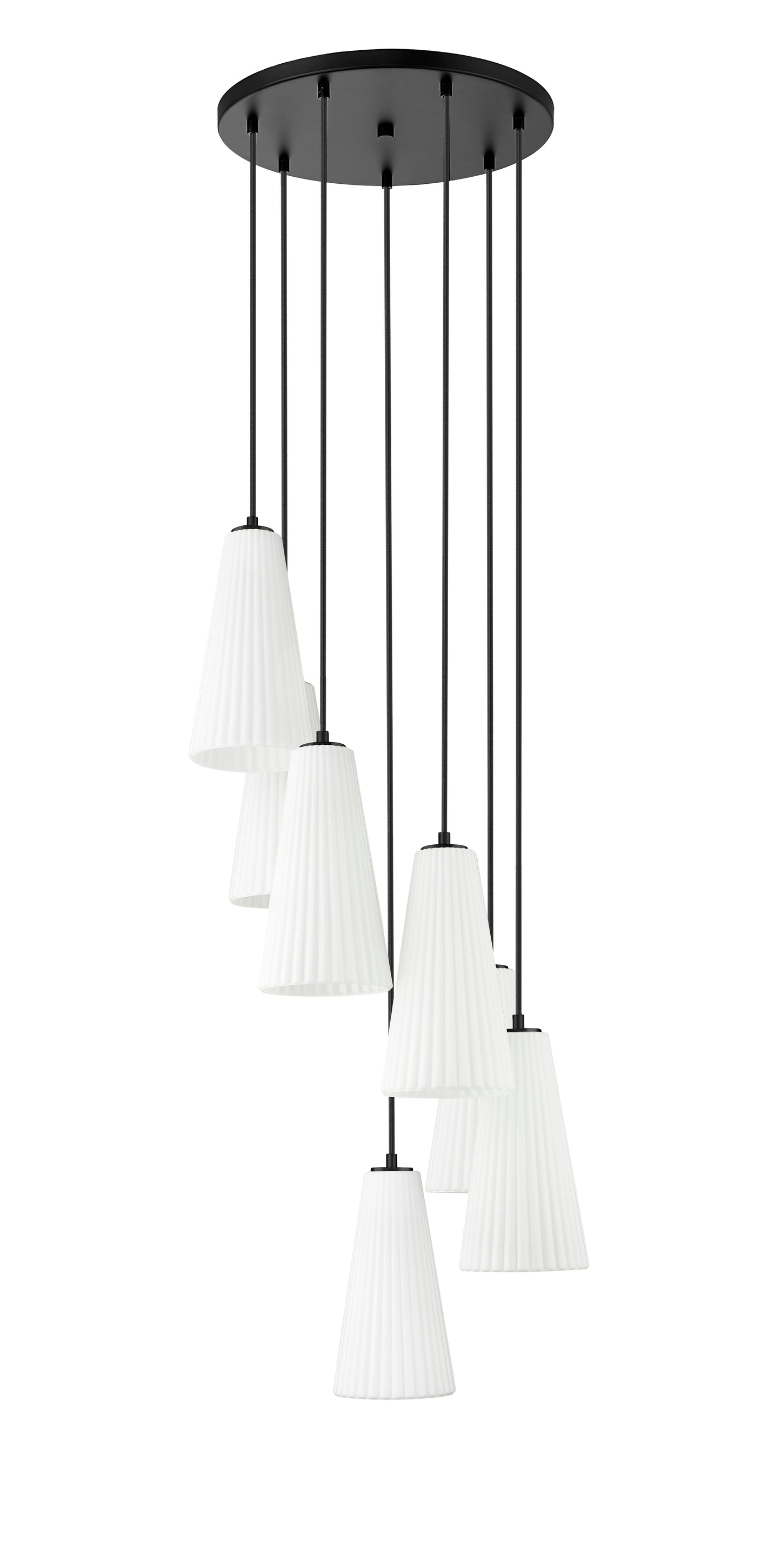 3043P7-7R-MB - Farrell 7 Light 18" Chandelier - Matte Black