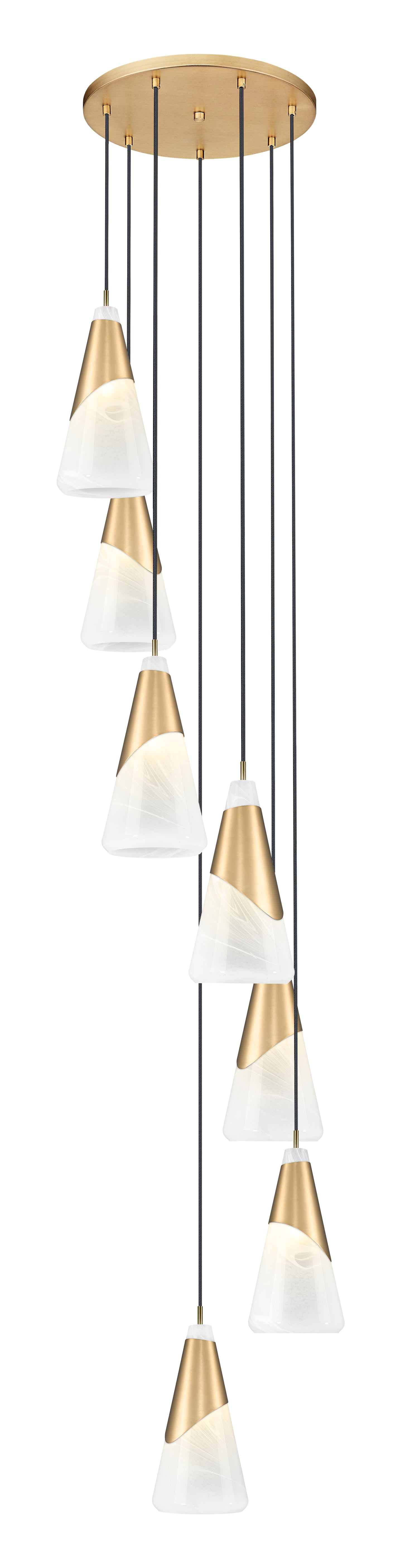 828P7-7R-MGLD - Aimie 7 Light 18" Chandelier - Modern Gold