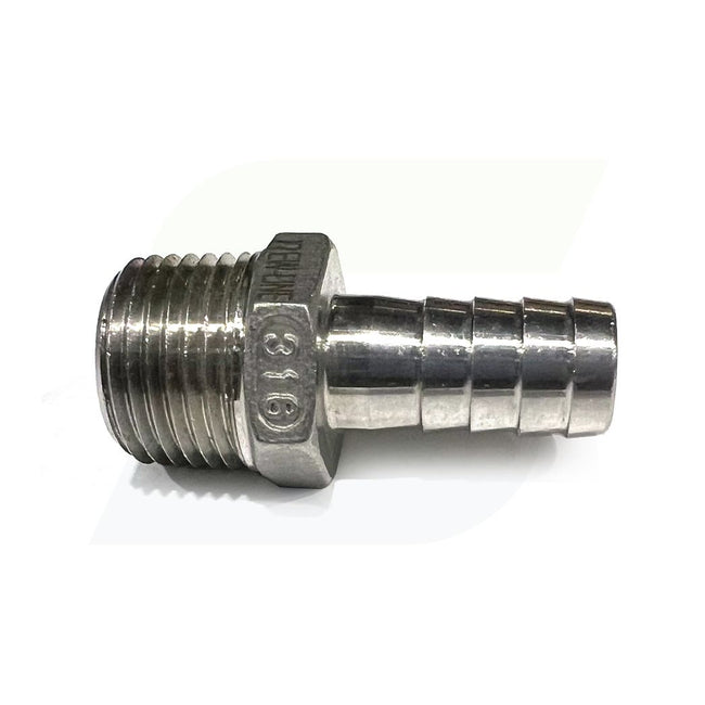 N400-038-050SS - 316 Stainless Hose Barb x Male NPT - 3/8" Hose x 1/2" Male NPT