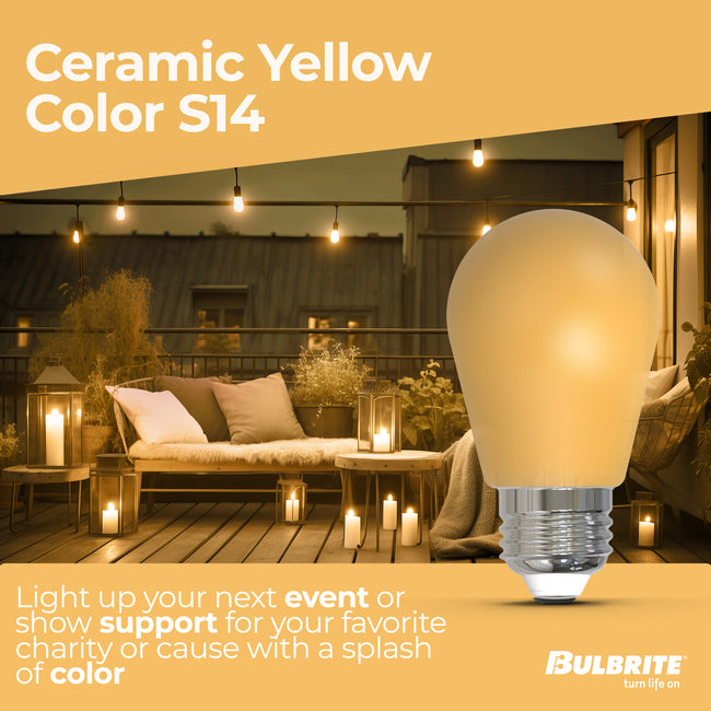 776152 - Filaments Dimmable Ceramic Yellow S14 LED Light Bulb - 2.5 Watt - 10 Pack