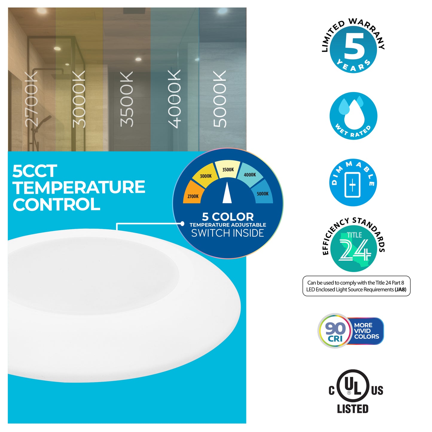 773275 - 7" Dimmable Recessed Retrofit LED Black Aluminum Ceiling Light - 14W - 3000K - 4 Pack