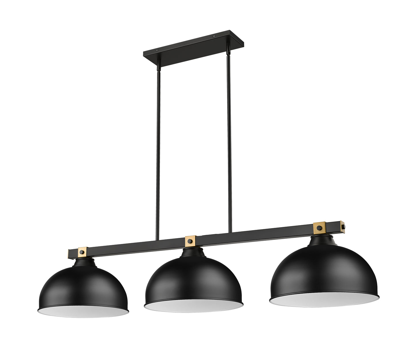 1955-3MB-RB-D13MB - Bronte 3 Light 52" Billiard - Matte Black / Rubbed Brass