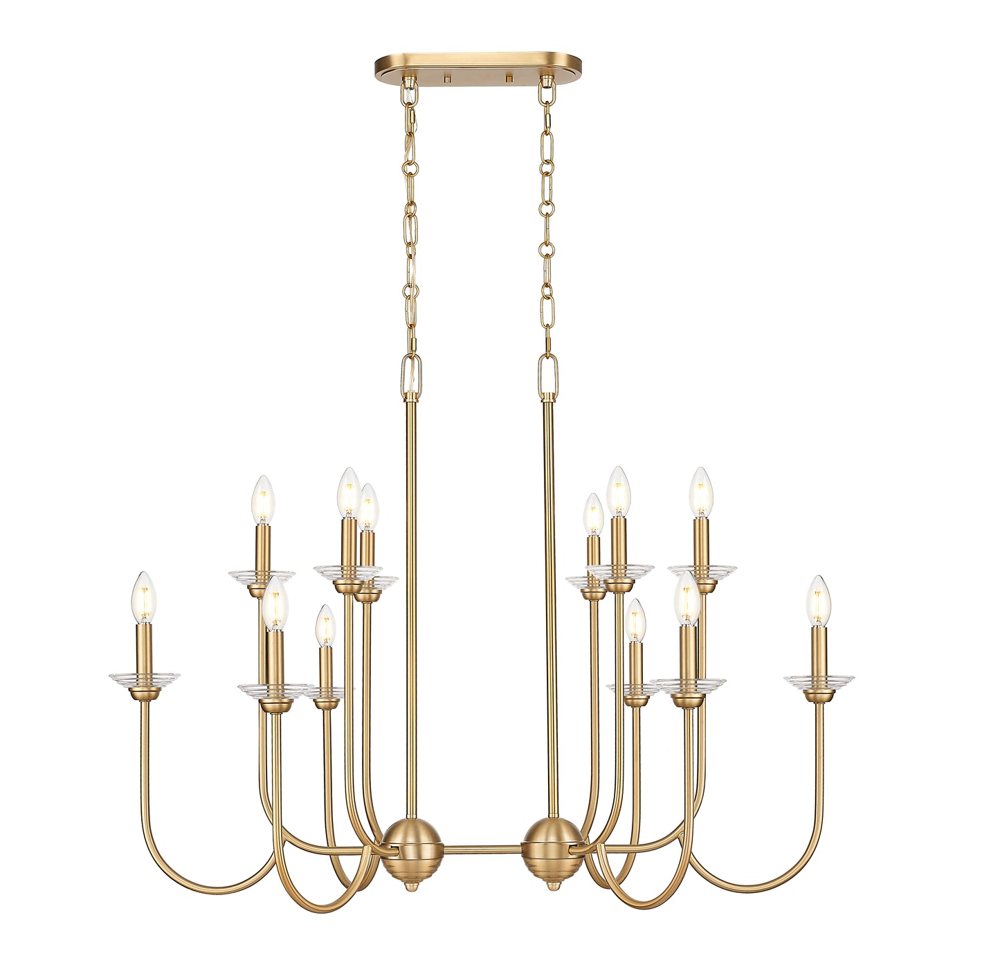 352-42L-MGLD - Allistair 12 Light Linear 42" Chandelier - Modern Gold