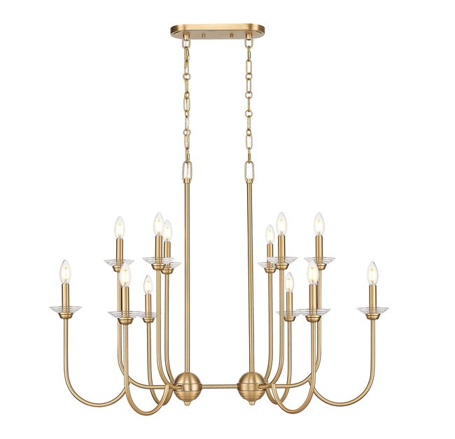 352-42L-MGLD - Allistair 12 Light Linear 42" Chandelier - Modern Gold
