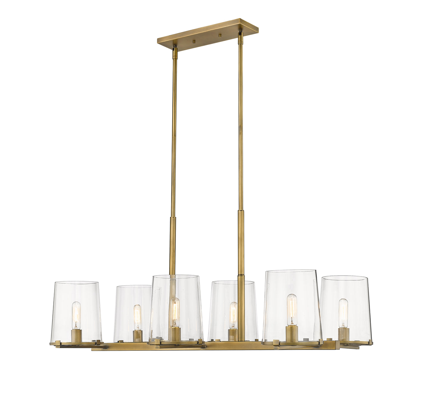 3032-6L-RB - Callista 6 Light Linear 44" Chandelier - Rubbed Brass