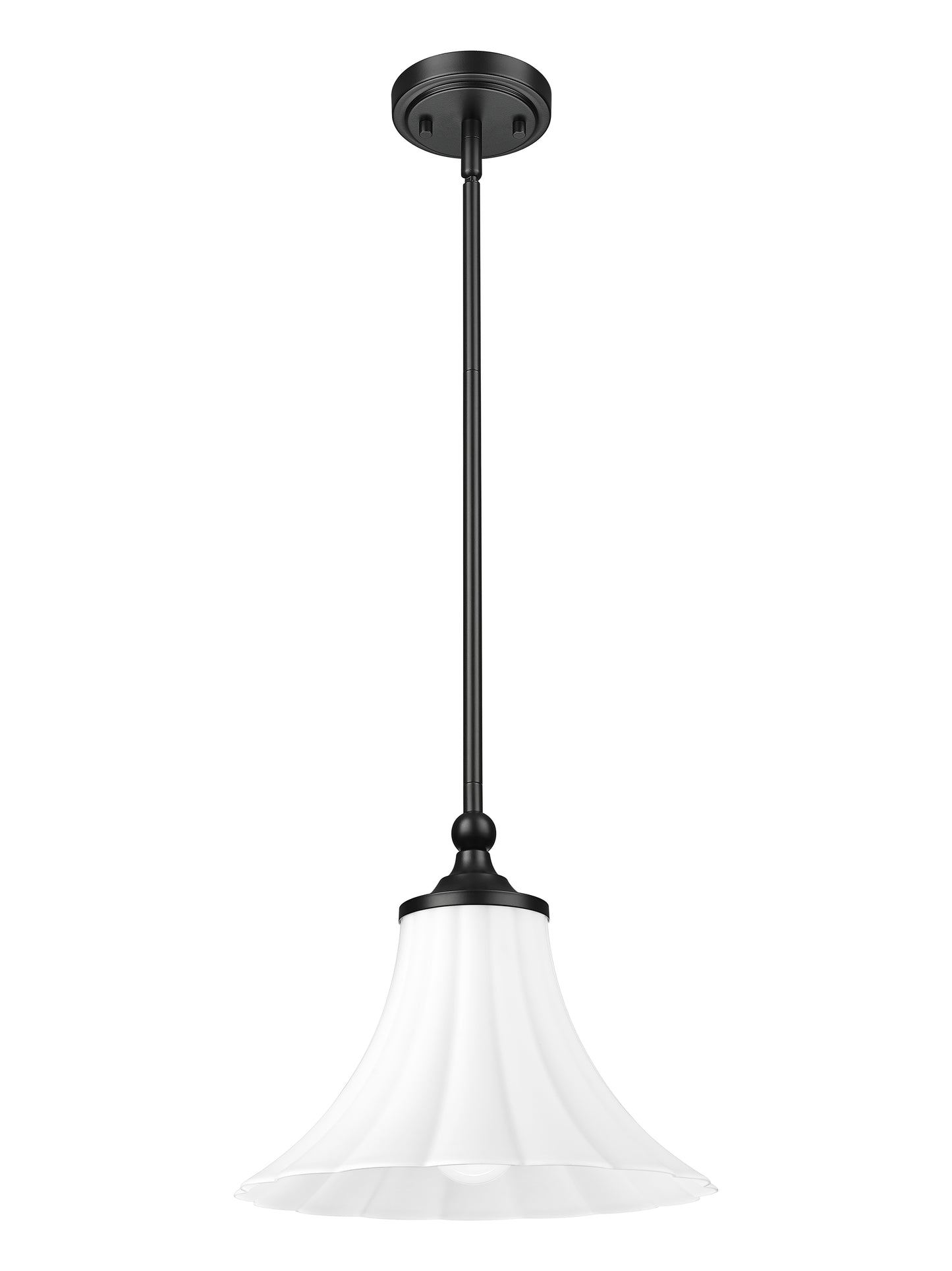 1958P12-MB - Fleur 1 Light 12" Pendant - Matte Black