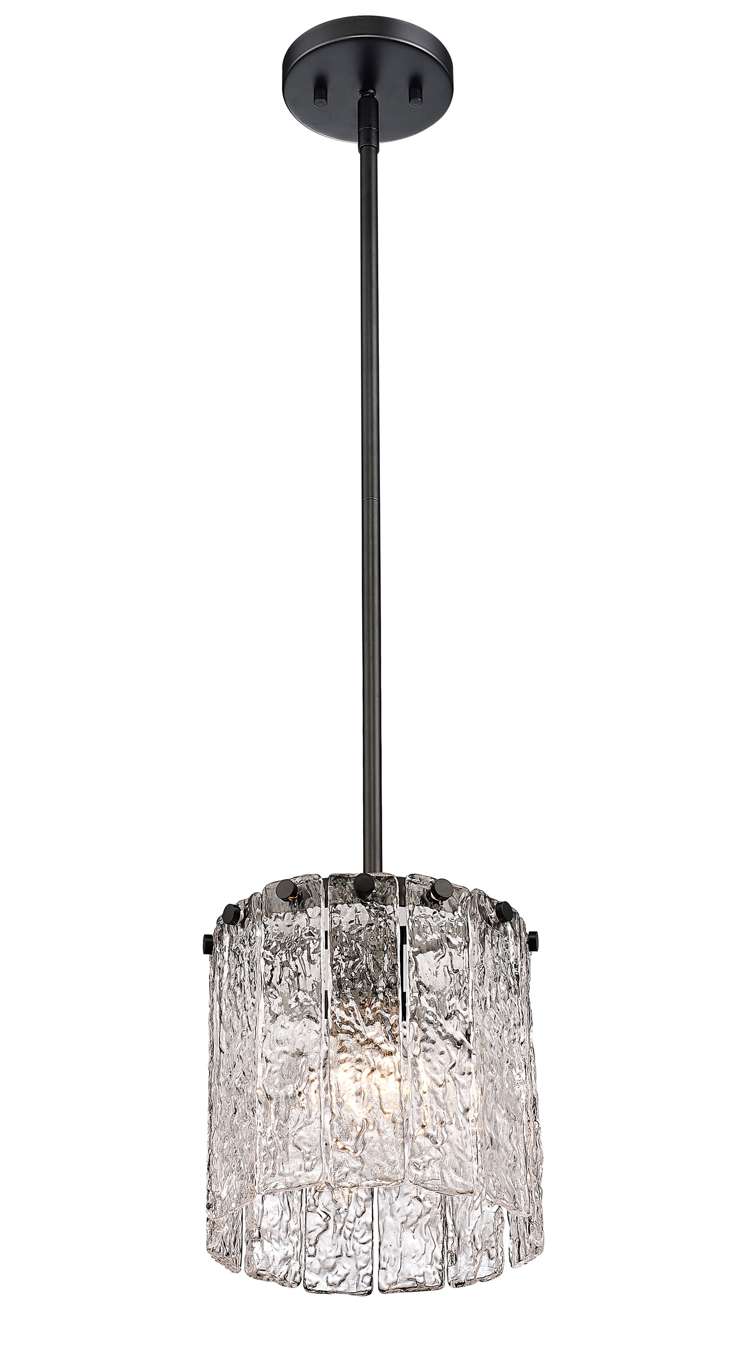 1943P8-MB - Glacier 1 Light 8" Pendant - Matte Black