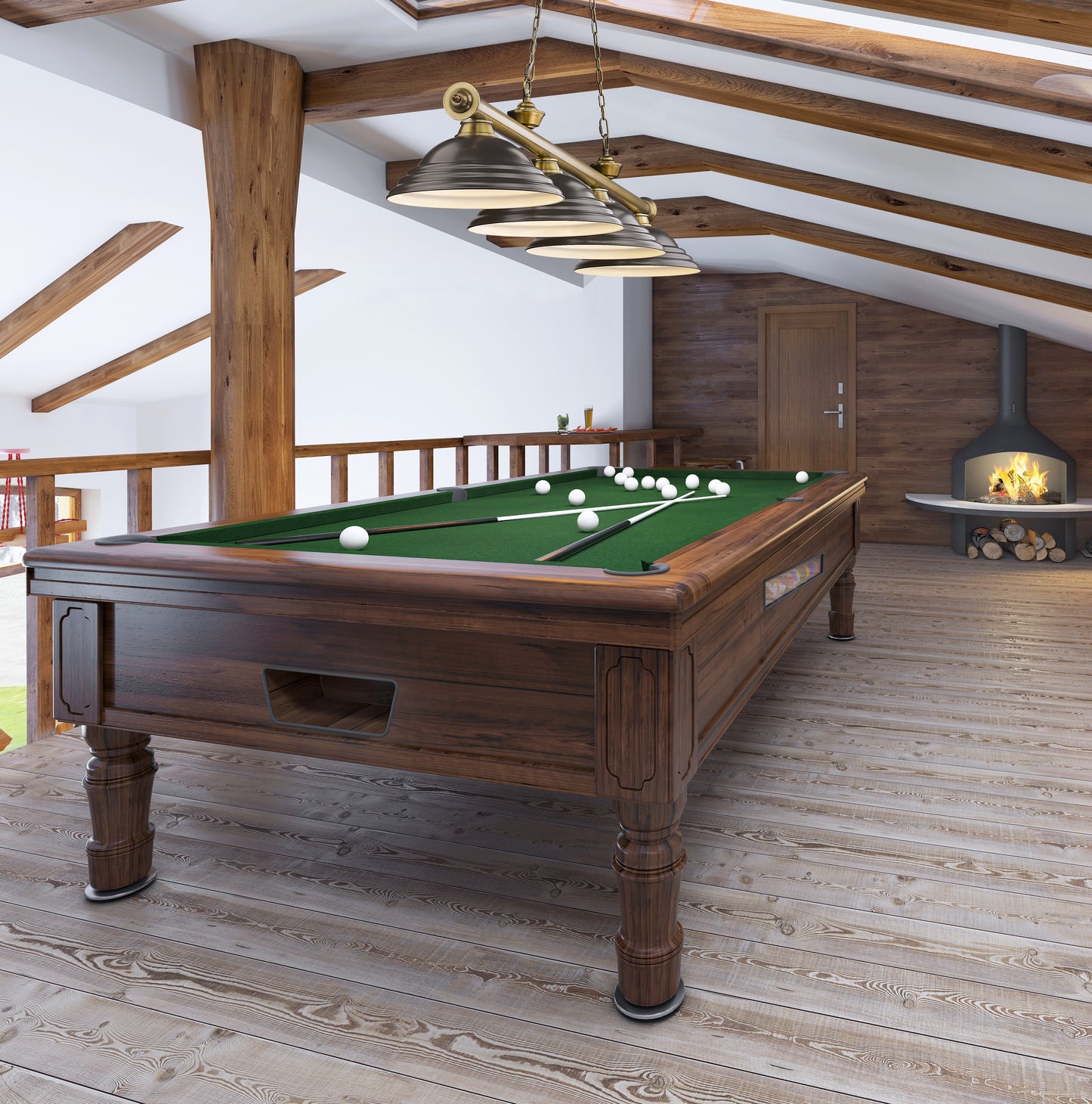 2306-4RB-SBRZ - Cordon 4 Light 82" Billiard - Rubbed Brass