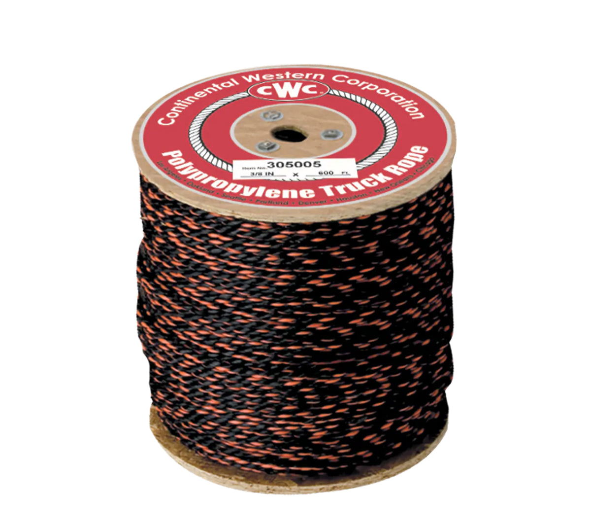 305035 - Polypropylene California Truck Rope - 5/8" x 600' Black & Orange