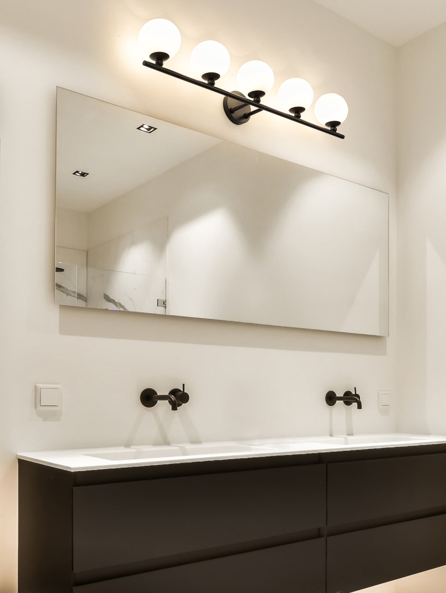1100-5V-MB - Neoma 5 Light 38" Vanity - Matte Black