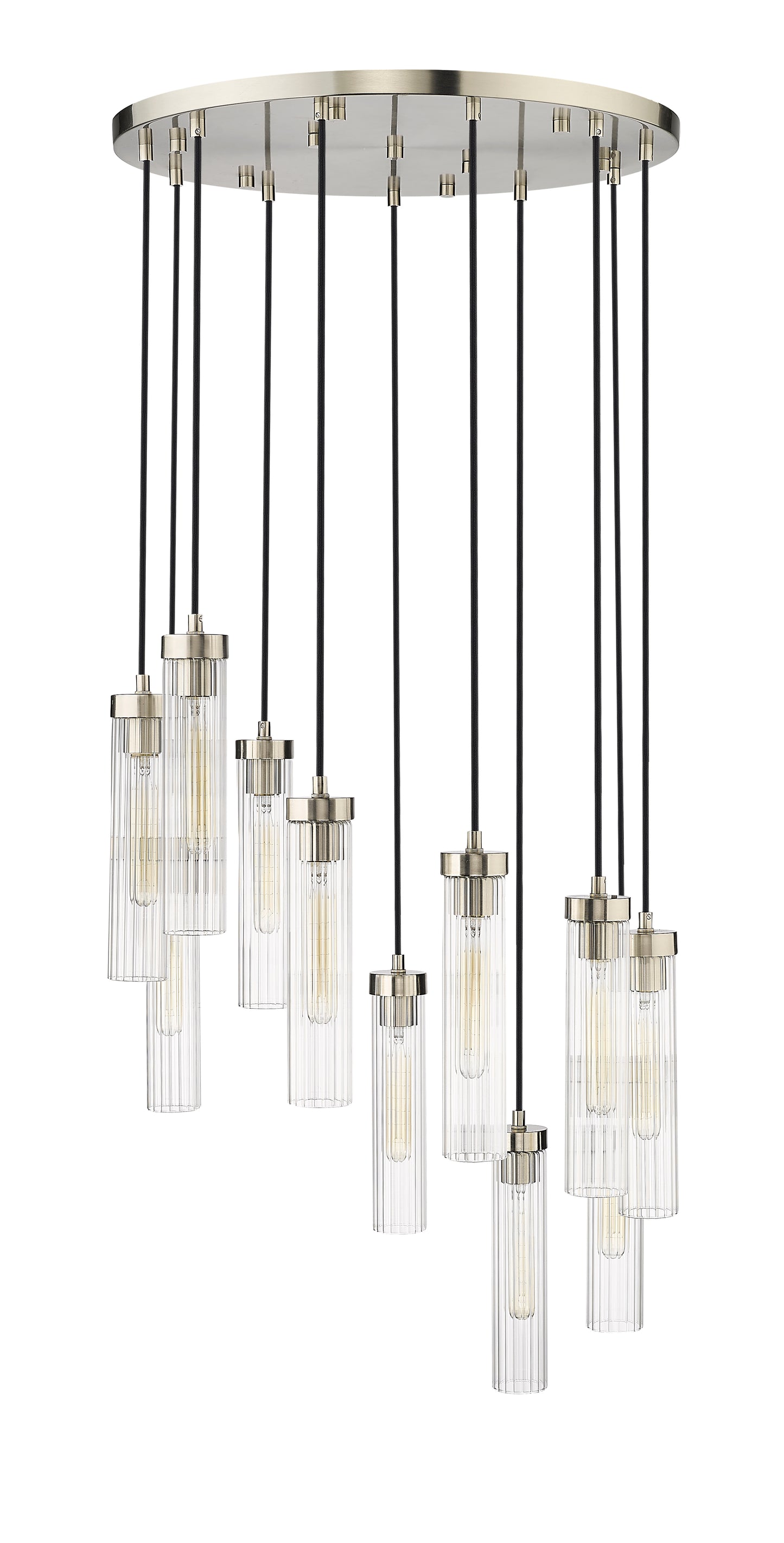 740P-11R-BN - Beau 11 Light 24" Chandelier - Brushed Nickel