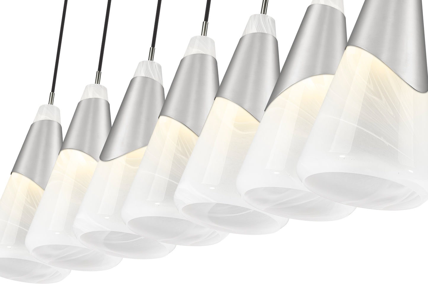 828P7-7L-BN - Aimie 7 Light Linear 54" Chandelier - Brushed Nickel