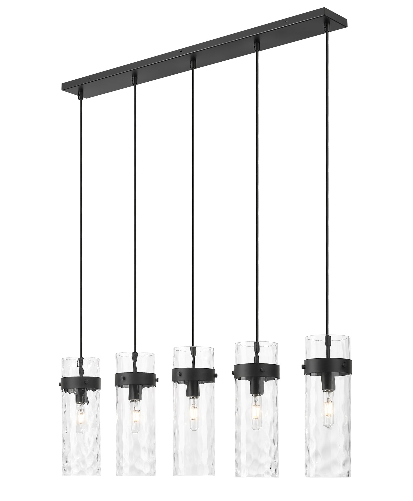 7002P5-5L-MB - Fontaine 5 Light Linear 44" Chandelier - Matte Black