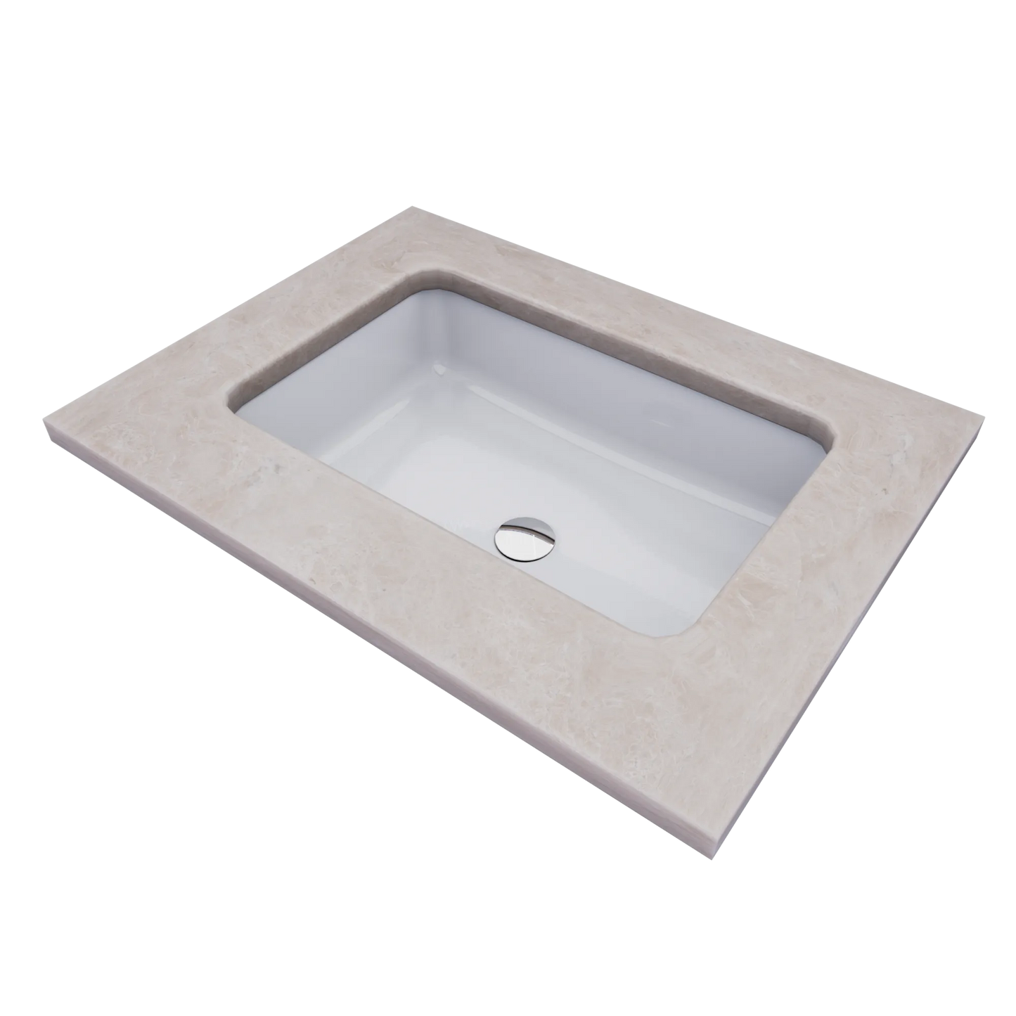 LT1555G#01 - Rectangular Undermount Bathroom Sink - Cotton White