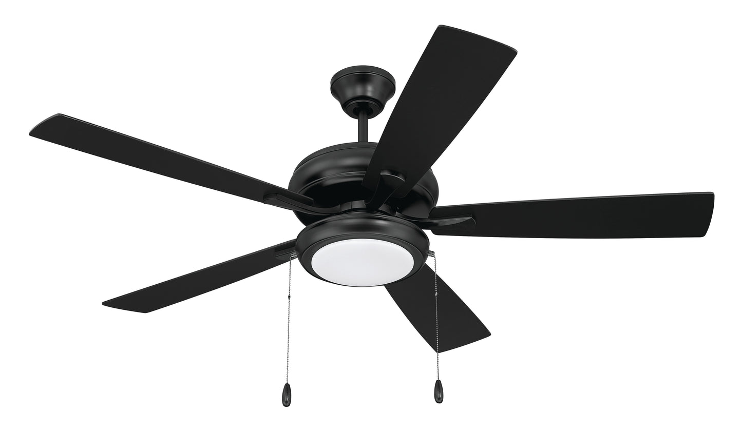 ECF119FB5-FBGW - EOS Low Profile 1 bulb Frosted White 52" Ceiling Fan 52" 5 Blade Ceiling Fan with Light Kit - Flat Black