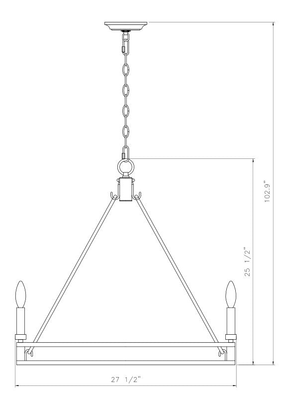 4005-6SBR - Dennison 6 Light 28" Chandelier - Signature Brass