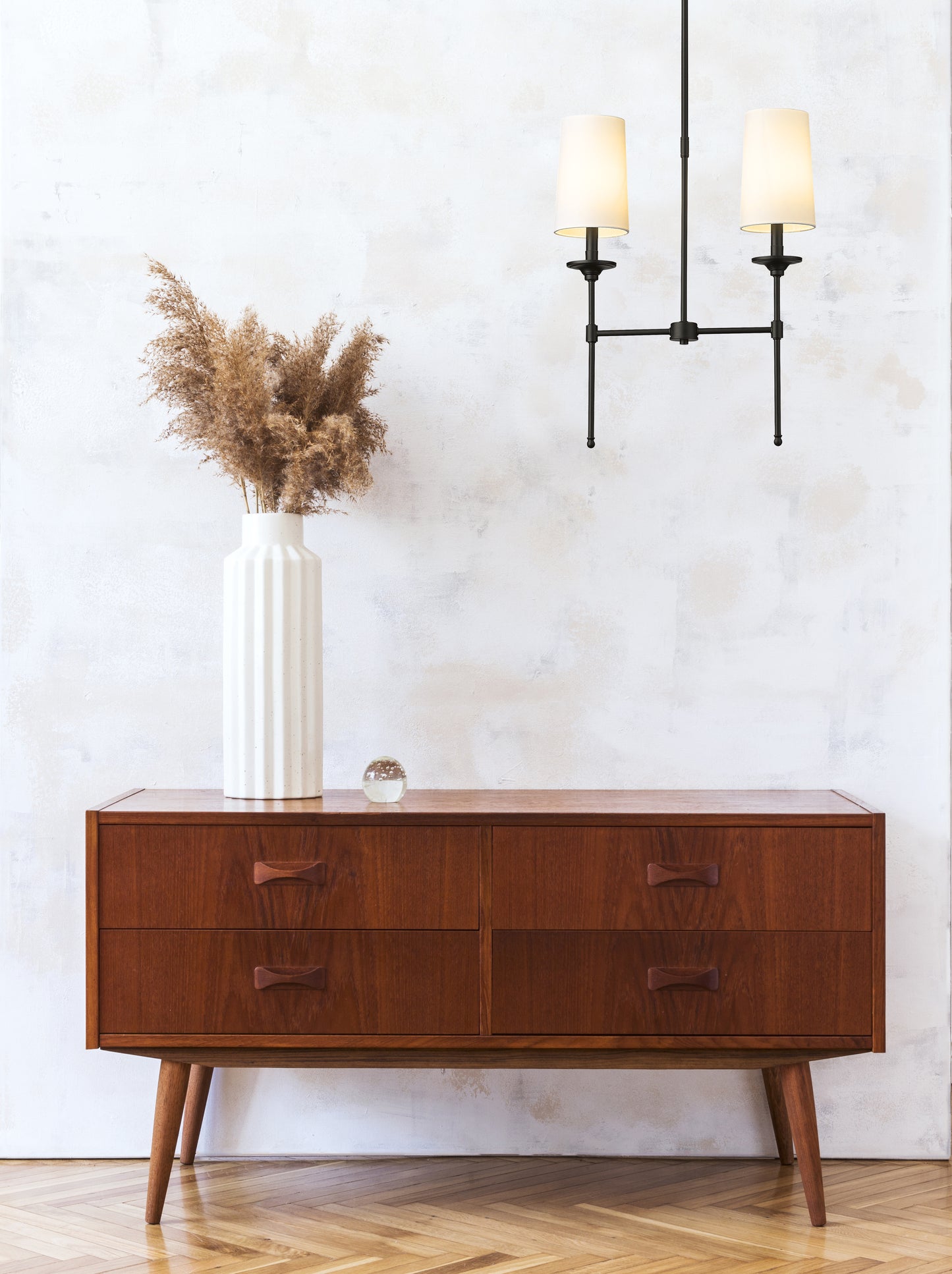3033-2L-MB - Emily 2 Light Linear 19" Chandelier - Matte Black