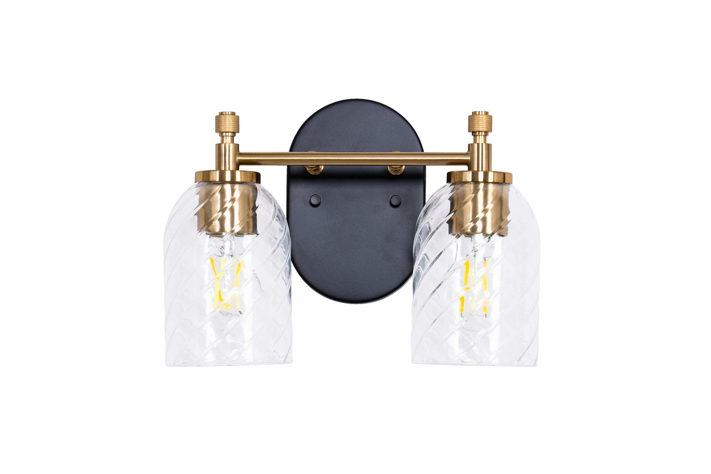 60302-FBSB-C - Council 2 Light 12.25" Wide Vanity Light - Flat Black / Satin Brass