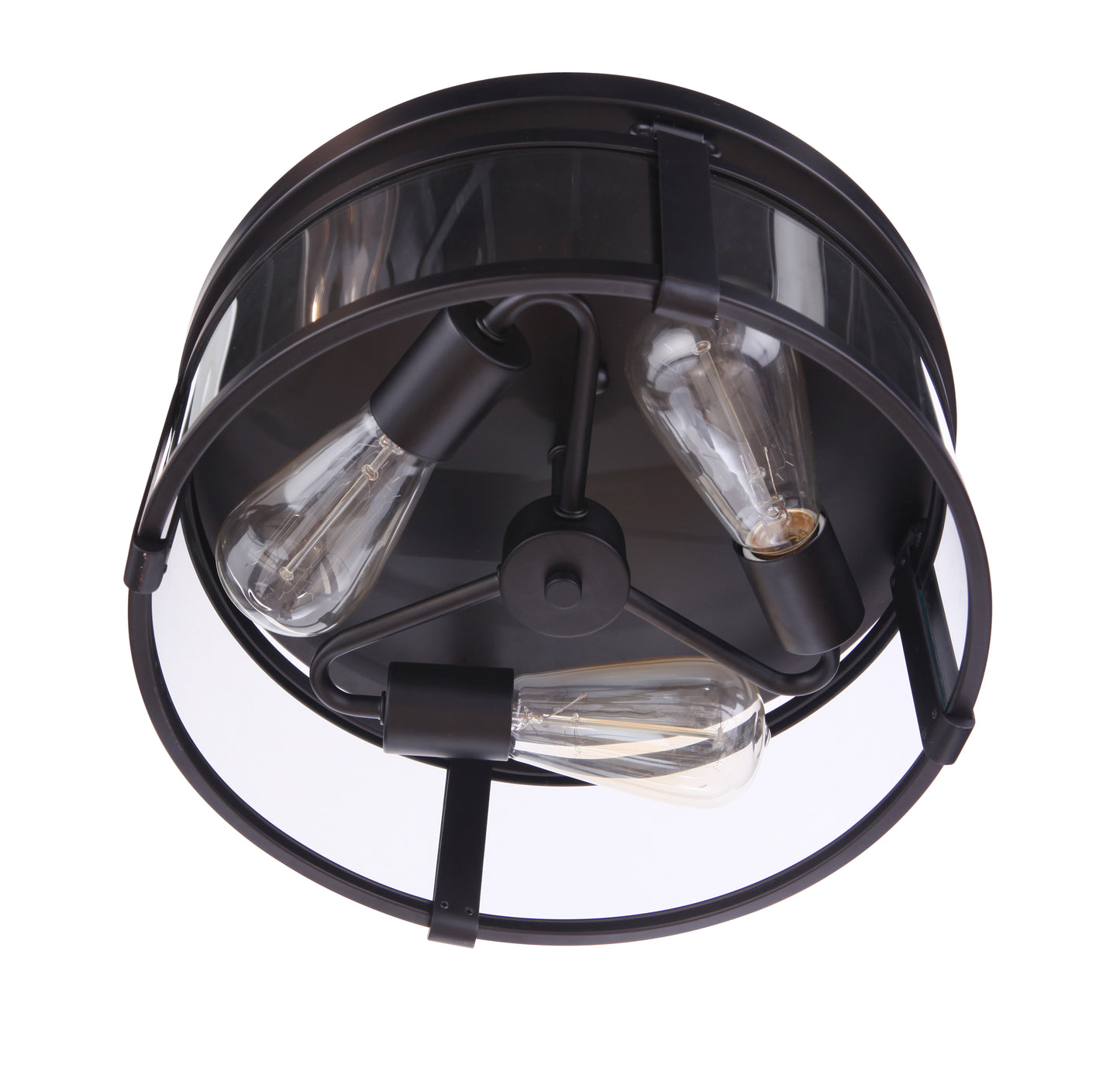 55383-FB - Elliot 3 Light 13" Wide Flush Mount - Flat Black