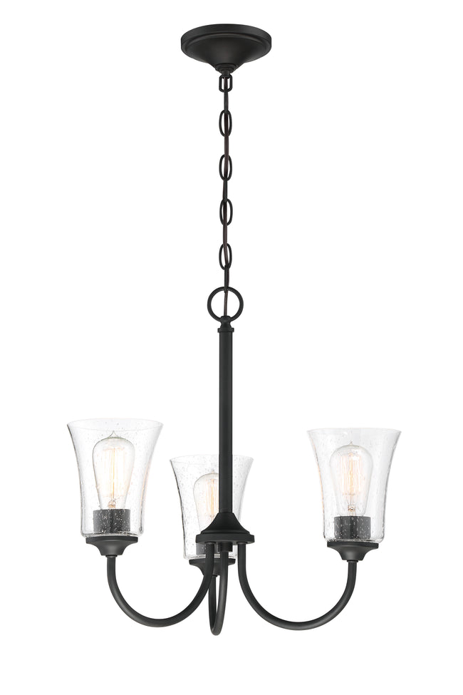 50423-FB - Gwyneth 3 Light 20" Wide Chandelier - Flat Black