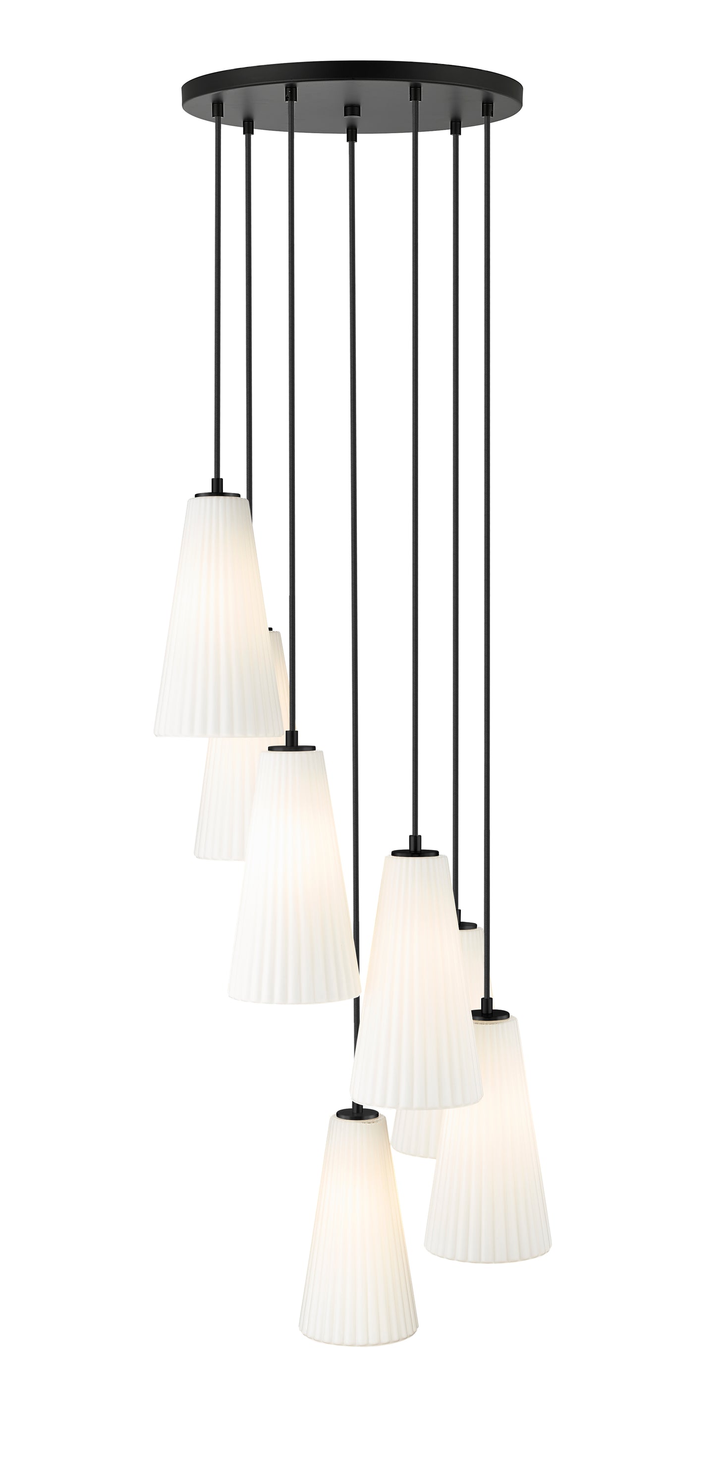 3043P7-7R-MB - Farrell 7 Light 18" Chandelier - Matte Black