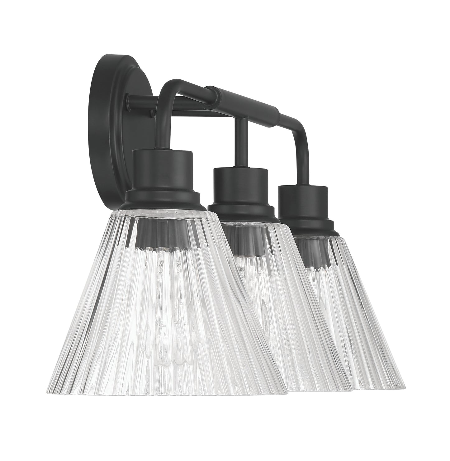 61103-FB - Pleated 3 Light 25" Wide Vanity Light - Flat Black