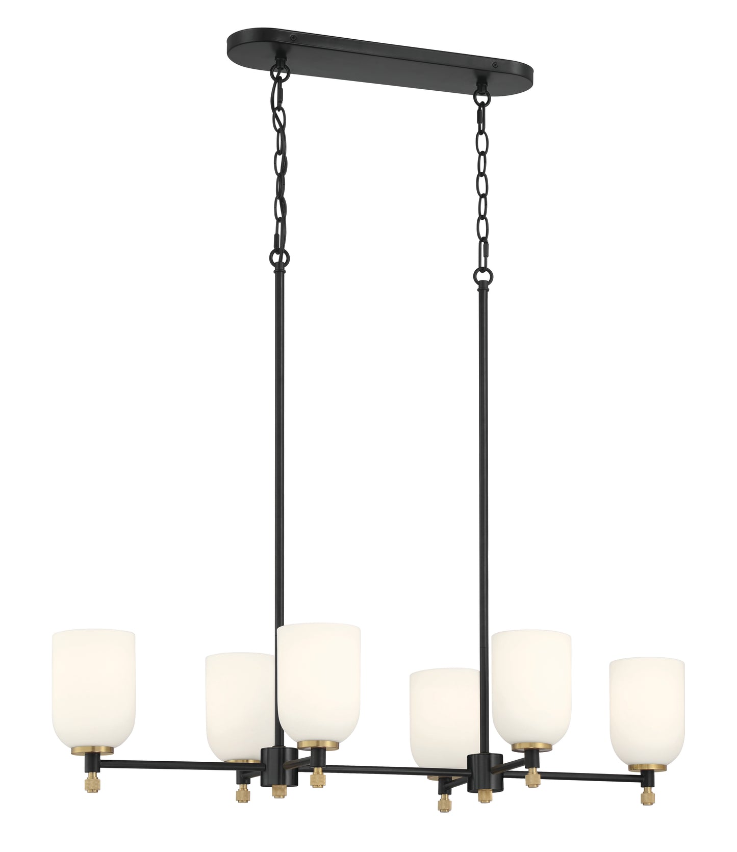 60376-FBSB - Council 6 Light 15" Wide Island Light - Flat Black / Satin Brass