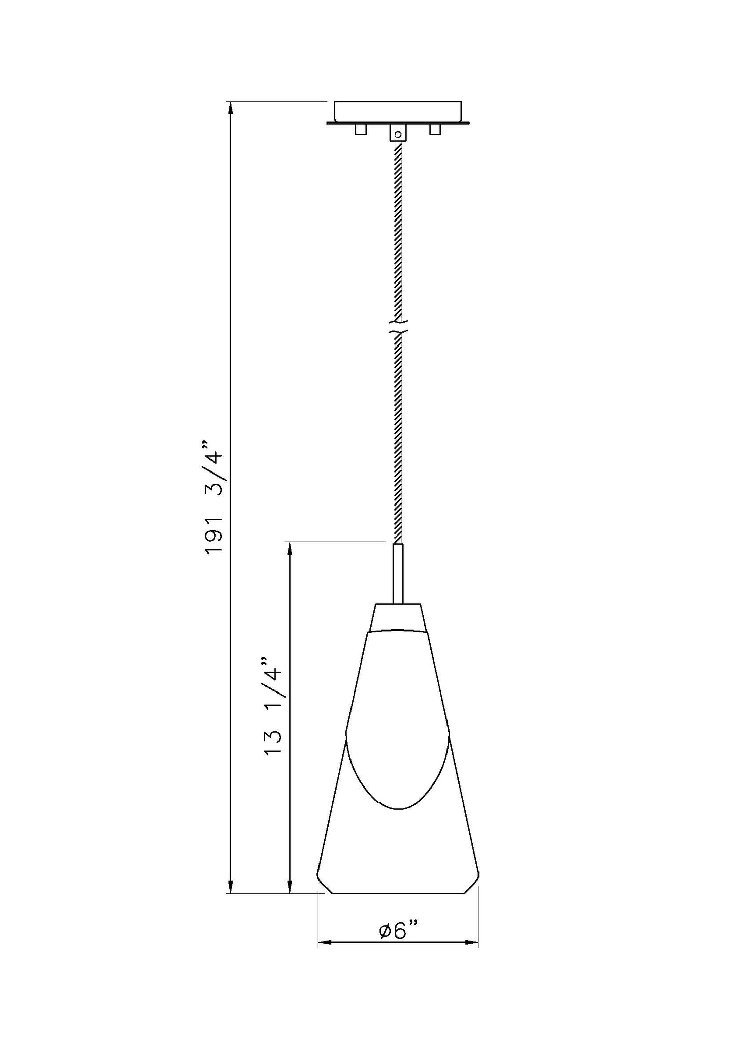 828P6-MB - Aimie 1 Light 6" Pendant - Matte Black