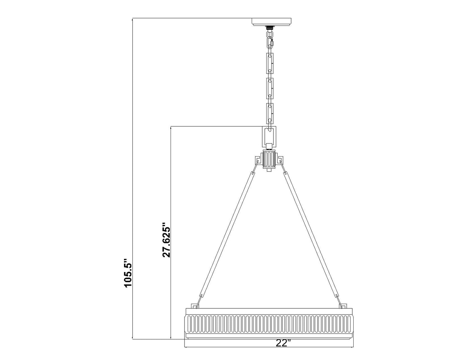 3046P22-SN-LED - Quinn 3 Light 22" Pendant - Satin Nickel