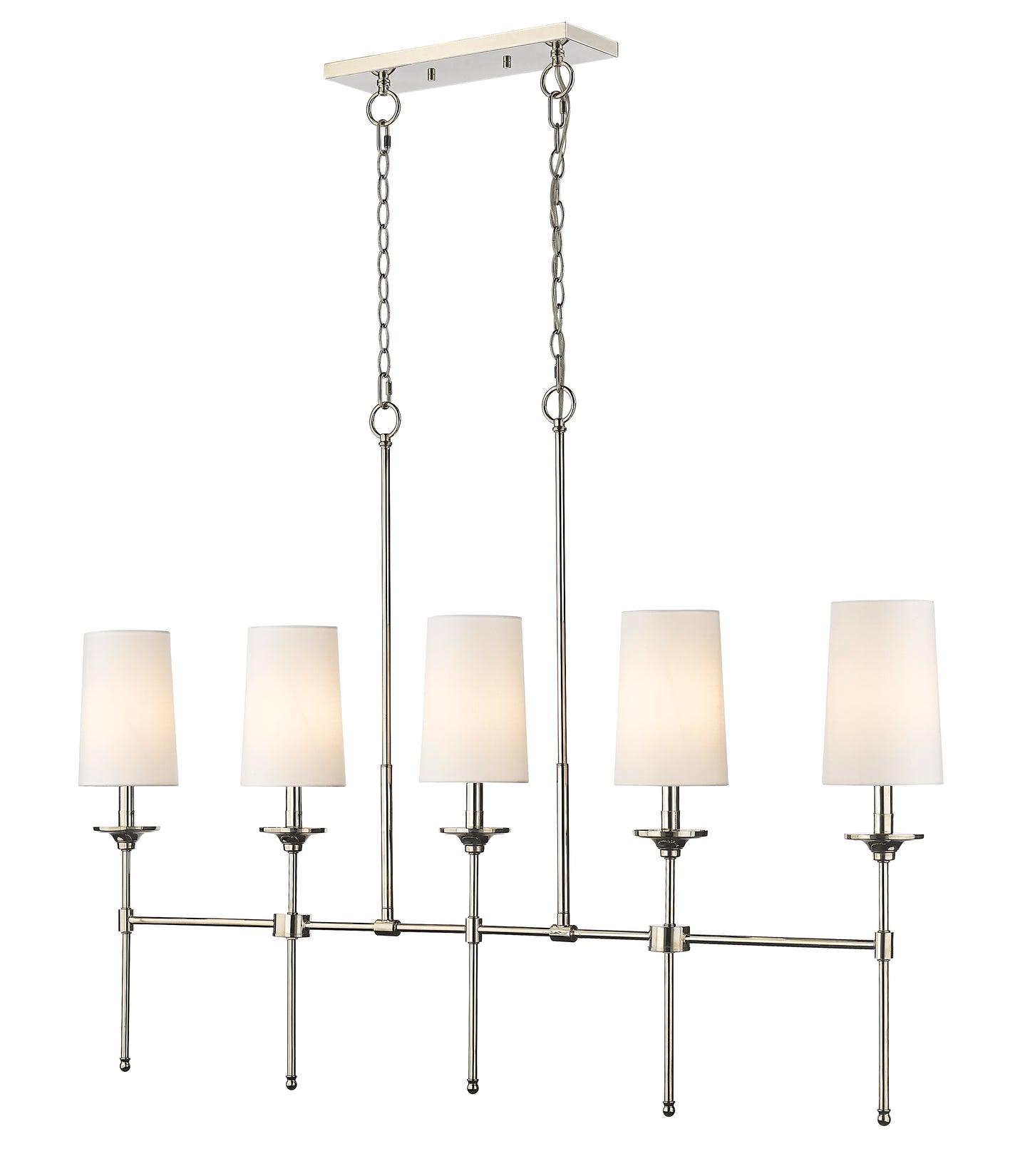 3033-5L-PN - Emily 5 Light Linear 51" Chandelier - Polished Nickel