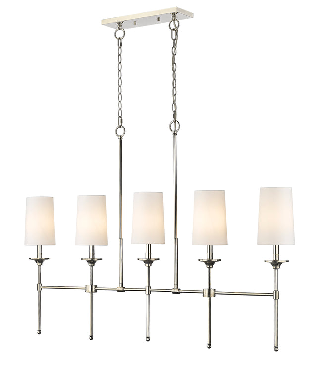 3033-5L-PN - Emily 5 Light Linear 51" Chandelier - Polished Nickel