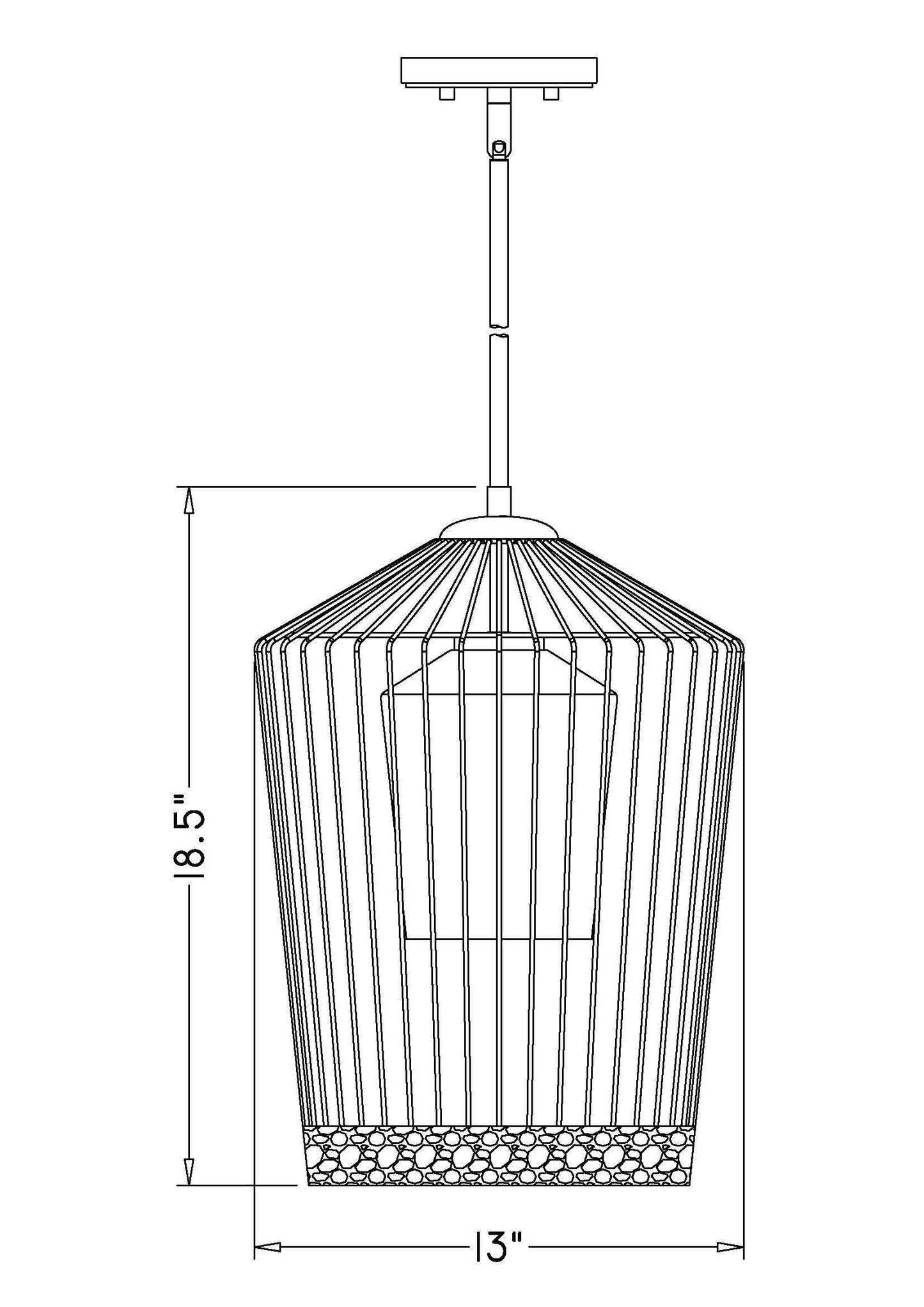 342P13-MB - Lido 1 Light 13" Pendant - Matte Black
