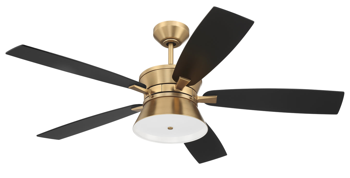 DMK52SB5-NWF - Dominick 52" Indoor Ceiling Fan with no Wifi 52" 5 Blade Ceiling Fan with Light Kit - Satin Brass