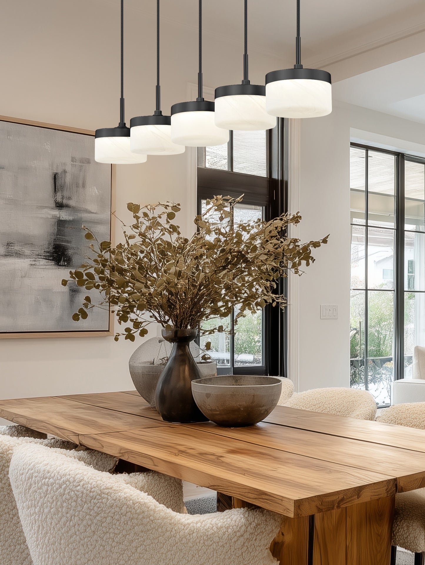 827P6-5L-MB-LED - Renaud 5 Light Linear 46" Chandelier - Matte Black