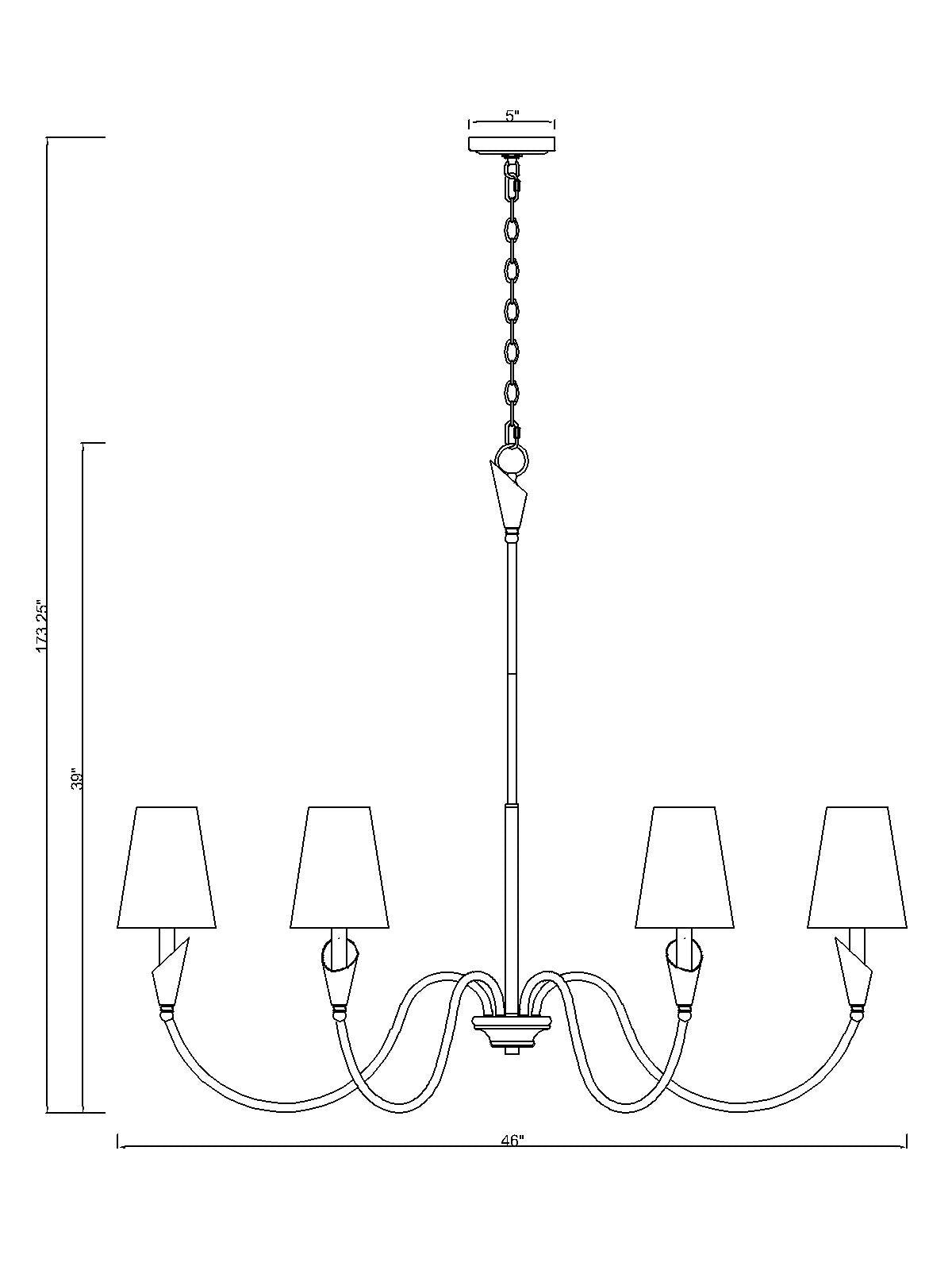 4014-46MB - Claudelle 6 Light 46" Chandelier - Matte Black