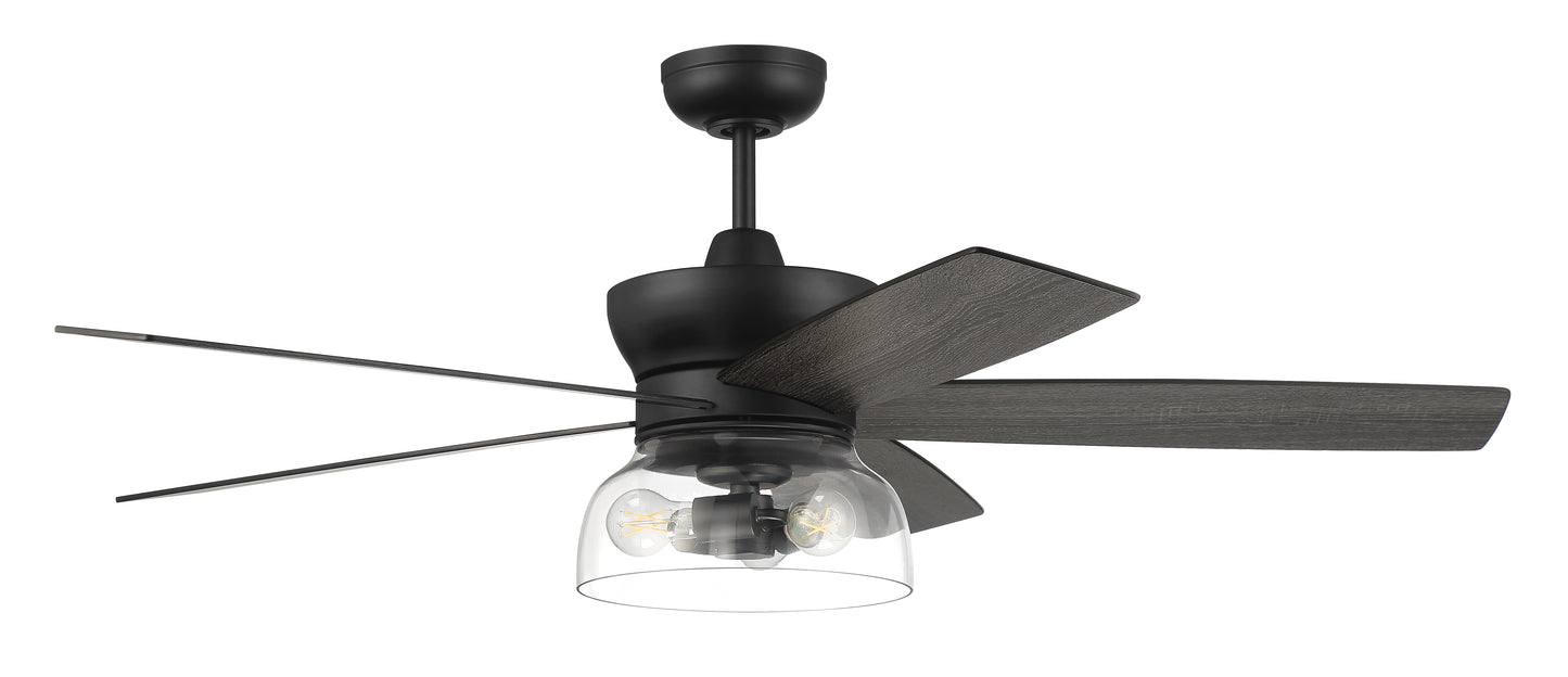 GBN52FB5-NWF - Gibson 52" Ceiling fan no Wifi 52" 5 Blade Ceiling Fan with Light Kit - Flat Black