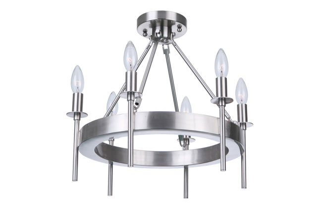 54356-BNK - Larrson 6 Light 18" Wide Semi Flush Mount - Brushed Nickel
