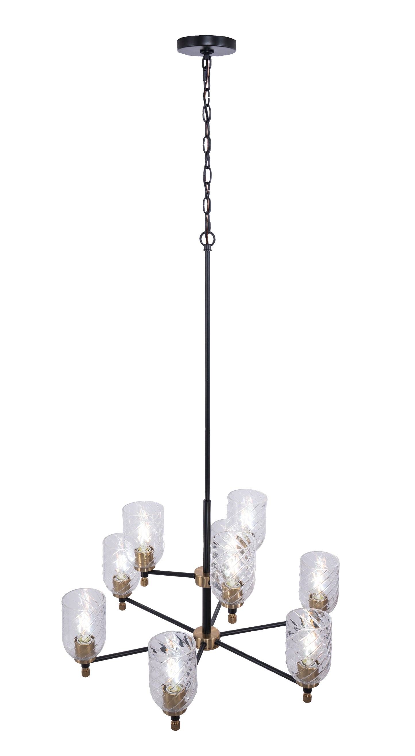 60329-FBSB-C - Council 9 Light 29" Wide Chandelier - Flat Black / Satin Brass